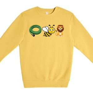 Hose Bee Lion Funny Meme Icons Hose Bee Lion Meme Premium Crewneck Sweatshirt