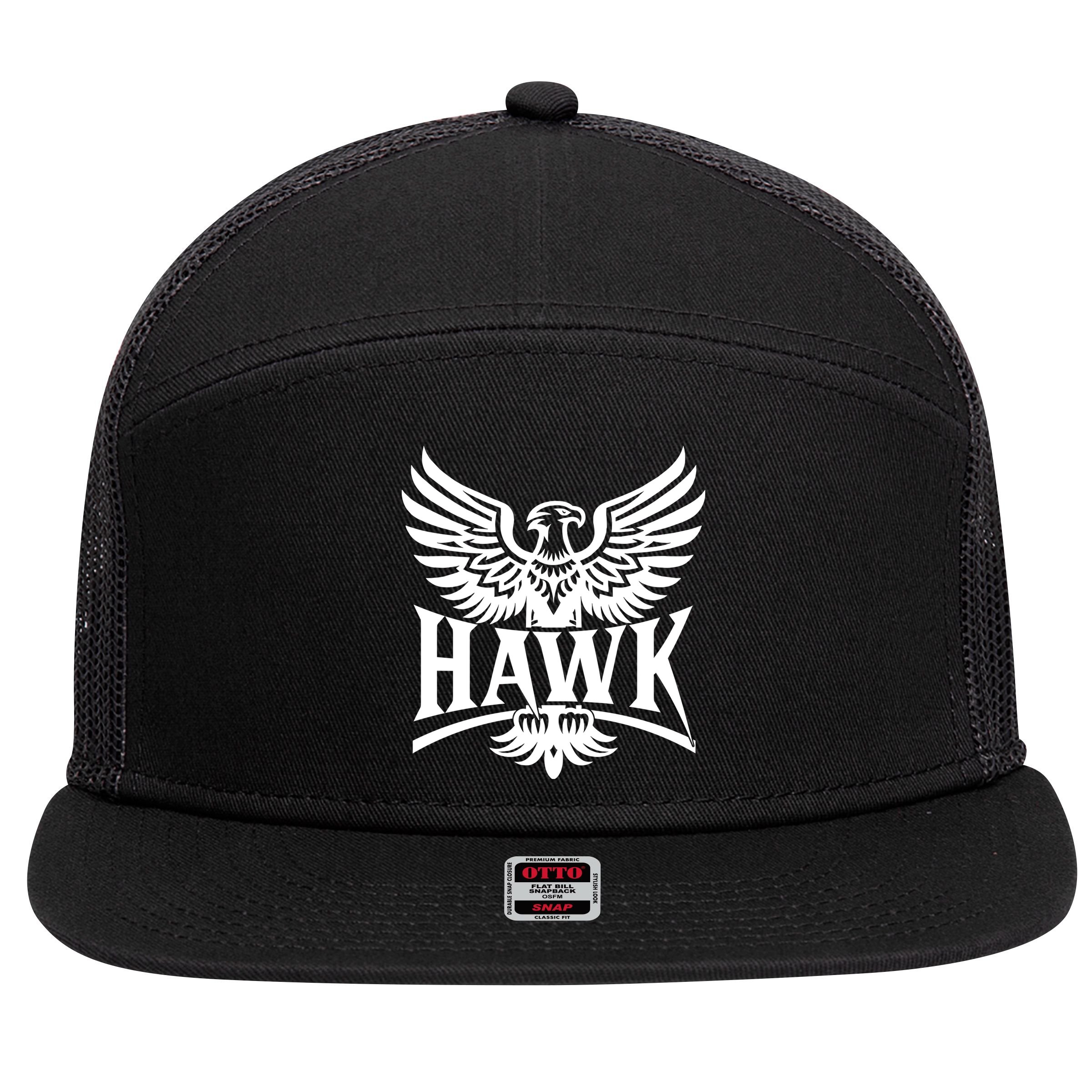 Hawk Bird Logo 7 Panel Mesh Trucker Snapback Hat