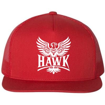 Hawk Bird Logo Flat Bill Trucker Hat