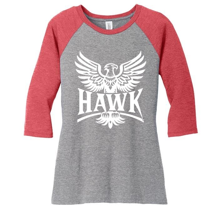 Hawk Bird Logo Women's Tri-Blend 3/4-Sleeve Raglan Shirt