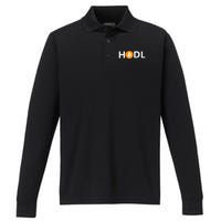 Hodl Bitcoin Logo Cryptocurrency Btc Gift Performance Long Sleeve Polo