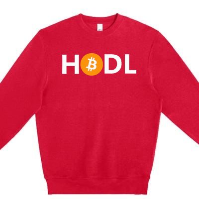 Hodl Bitcoin Logo Cryptocurrency Btc Gift Premium Crewneck Sweatshirt