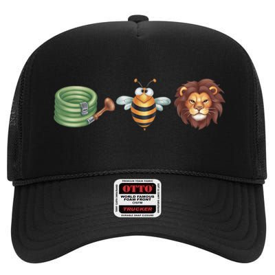 Hose Bee Lion Funny Meme Hose Bee Lion High Crown Mesh Back Trucker Hat