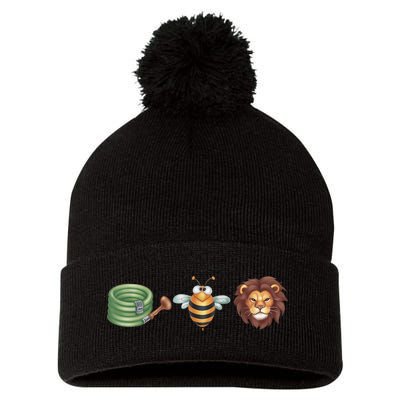 Hose Bee Lion Funny Meme Hose Bee Lion Pom Pom 12in Knit Beanie