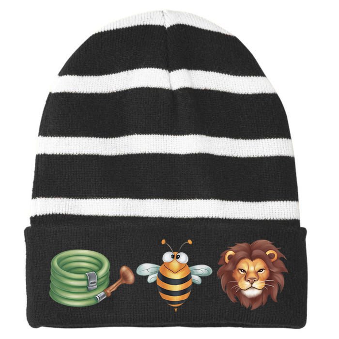 Hose Bee Lion Funny Meme Hose Bee Lion Striped Beanie with Solid Band