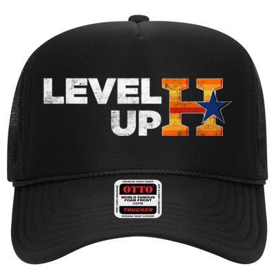 Houston Baseball Level Up Champions High Crown Mesh Back Trucker Hat