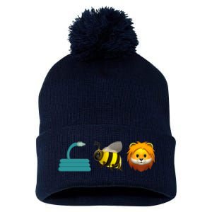 Hose Bee Lion Emoji Pom Pom 12in Knit Beanie