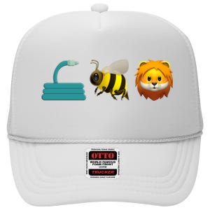 Hose Bee Lion Emoji High Crown Mesh Back Trucker Hat