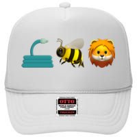 Hose Bee Lion Emoji High Crown Mesh Back Trucker Hat