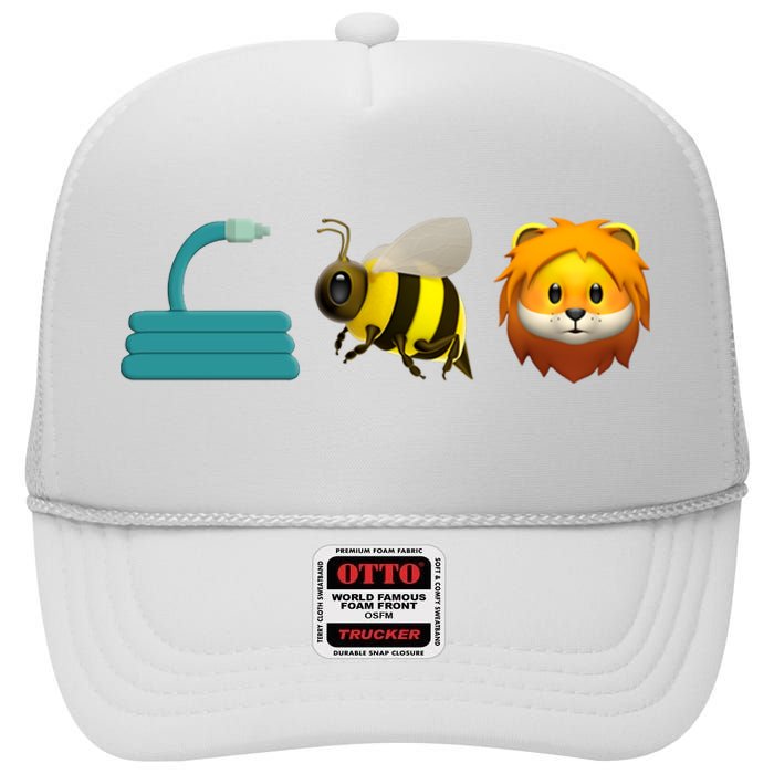 Hose Bee Lion Emoji High Crown Mesh Back Trucker Hat