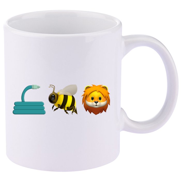 Hose Bee Lion Emoji 11oz C Handle Ceramic Mug
