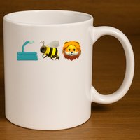 Hose Bee Lion Emoji 11oz C Handle Ceramic Mug