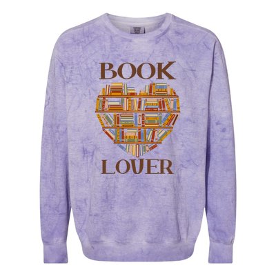 Heart Book Lover Gift For Reading Books Colorblast Crewneck Sweatshirt