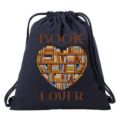 Heart Book Lover Gift For Reading Books Drawstring Bag