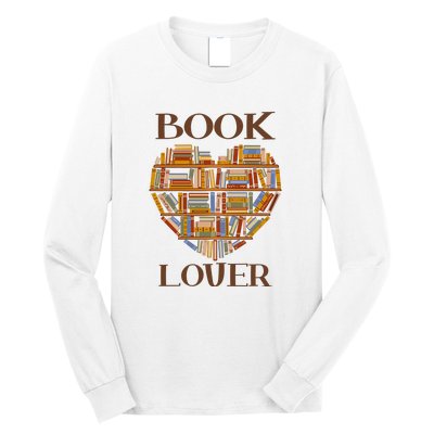 Heart Book Lover Gift For Reading Books Long Sleeve Shirt