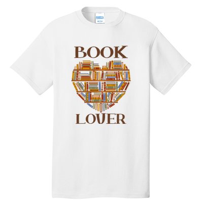 Heart Book Lover Gift For Reading Books Tall T-Shirt