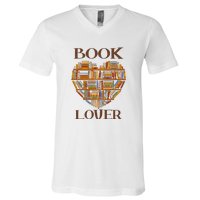 Heart Book Lover Gift For Reading Books V-Neck T-Shirt