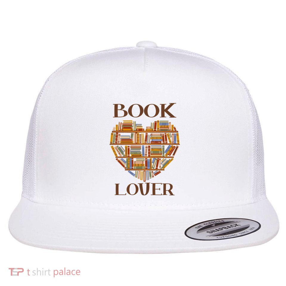Heart Book Lover Gift For Reading Books Flatbill Hat