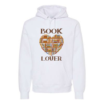 Heart Book Lover Gift For Reading Books Premium Hoodie