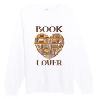 Heart Book Lover Gift For Reading Books Premium Crewneck Sweatshirt