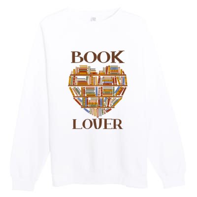 Heart Book Lover Gift For Reading Books Premium Crewneck Sweatshirt