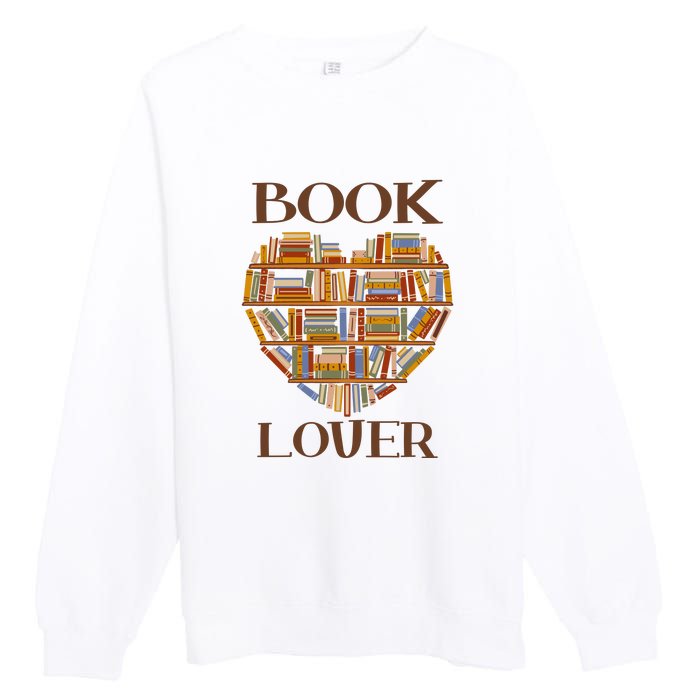 Heart Book Lover Gift For Reading Books Premium Crewneck Sweatshirt