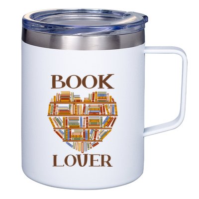 Heart Book Lover Gift For Reading Books 12oz Stainless Steel Coffee Mug