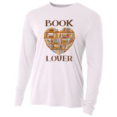 Heart Book Lover Gift For Reading Books Cooling Performance Long Sleeve Crew