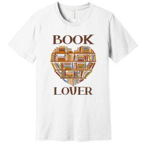 Heart Book Lover Gift For Reading Books Premium T-Shirt