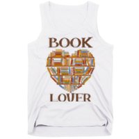 Heart Book Lover Gift For Reading Books Tank Top