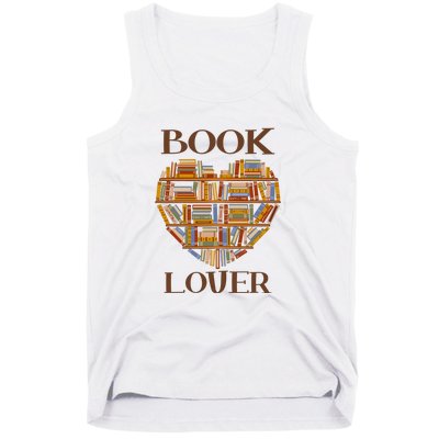 Heart Book Lover Gift For Reading Books Tank Top