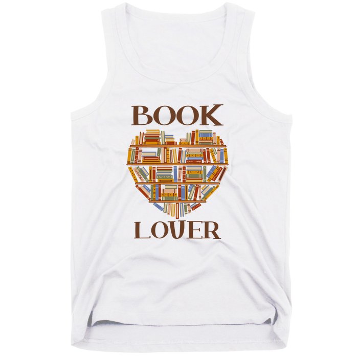 Heart Book Lover Gift For Reading Books Tank Top