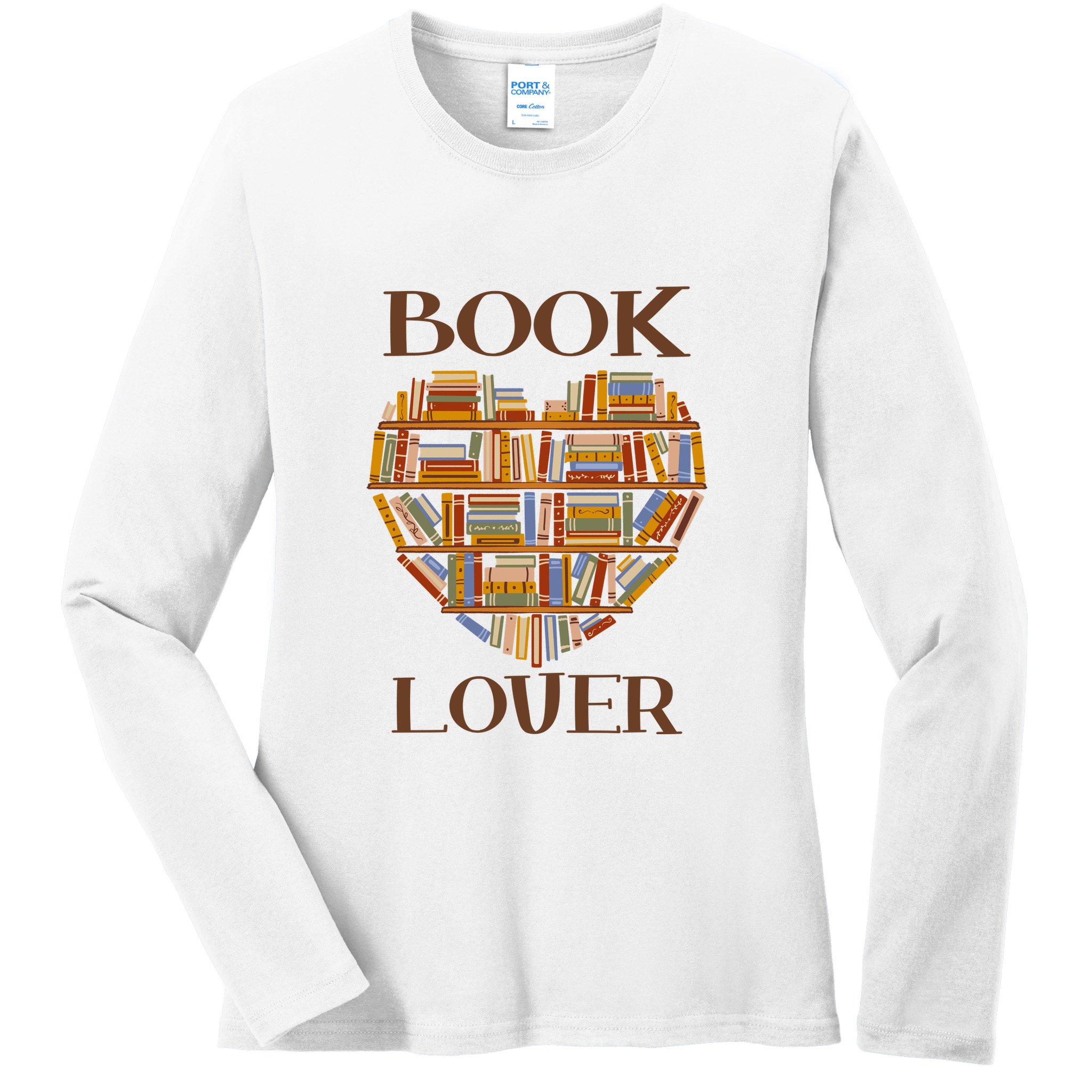 Heart Book Lover Gift For Reading Books Ladies Long Sleeve Shirt