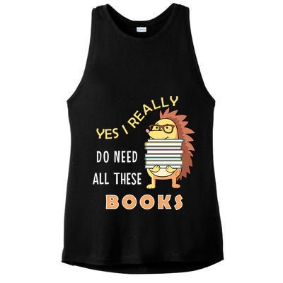 Hedgehog Book Lovers Funny Reading Books Library Literacy Cool Gift Ladies PosiCharge Tri-Blend Wicking Tank