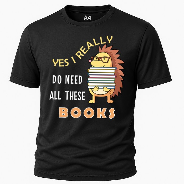 Hedgehog Book Lovers Funny Reading Books Library Literacy Cool Gift Cooling Performance Crew T-Shirt
