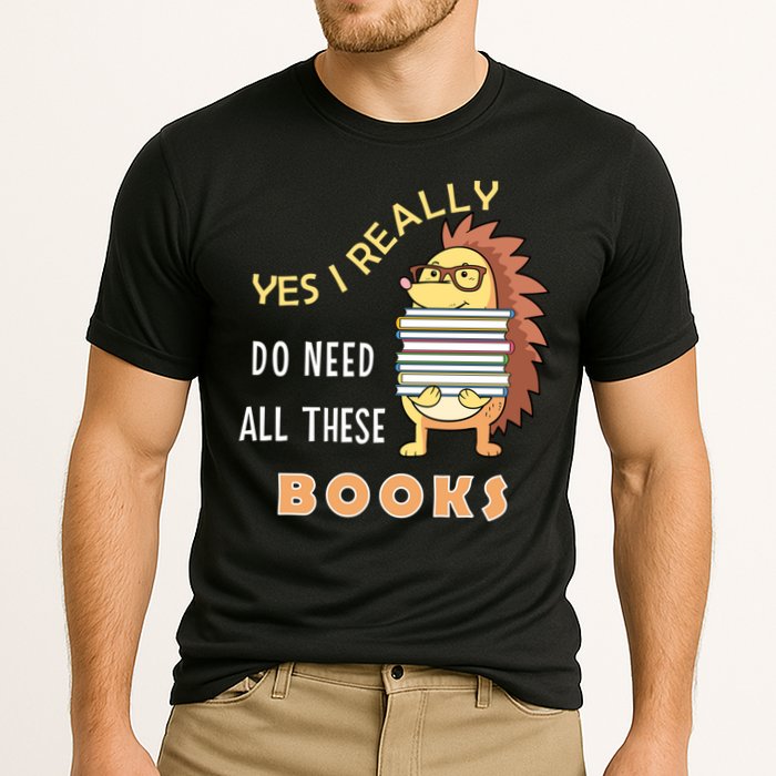 Hedgehog Book Lovers Funny Reading Books Library Literacy Cool Gift Cooling Performance Crew T-Shirt