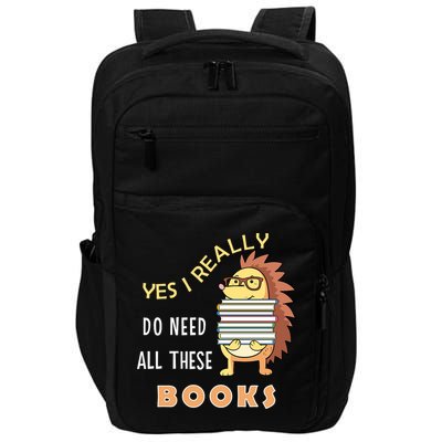 Hedgehog Book Lovers Funny Reading Books Library Literacy Cool Gift Impact Tech Backpack