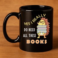 Hedgehog Book Lovers Funny Reading Books Library Literacy Cool Gift 11oz C Handle Ceramic Mug