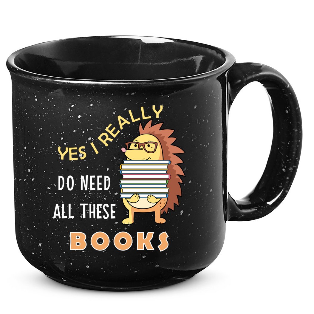 Hedgehog Book Lovers Funny Reading Books Library Literacy Cool Gift 15oz Campfire Ceramic Mug
