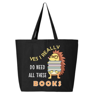 Hedgehog Book Lovers Funny Reading Books Library Literacy Cool Gift 25L Jumbo Tote