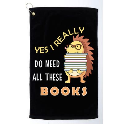 Hedgehog Book Lovers Funny Reading Books Library Literacy Cool Gift Golf Towel