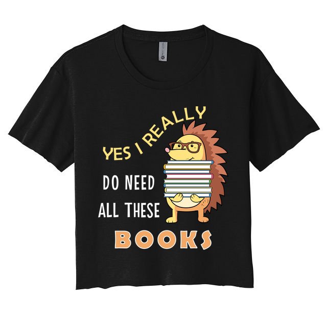Hedgehog Book Lovers Funny Reading Books Library Literacy Cool Gift Crop Top