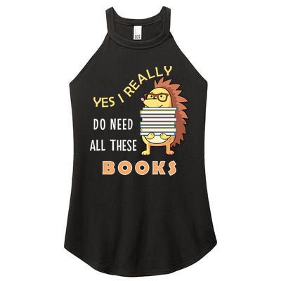 Hedgehog Book Lovers Funny Reading Books Library Literacy Cool Gift Women's Perfect Tri Rocker Tank
