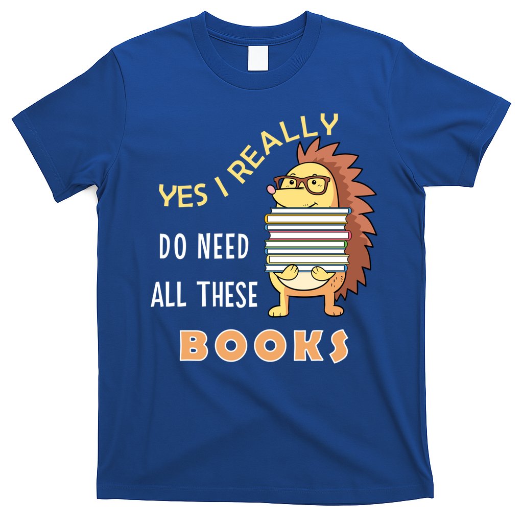 Hedgehog Book Lovers Funny Reading Books Library Literacy Cool Gift T-Shirt
