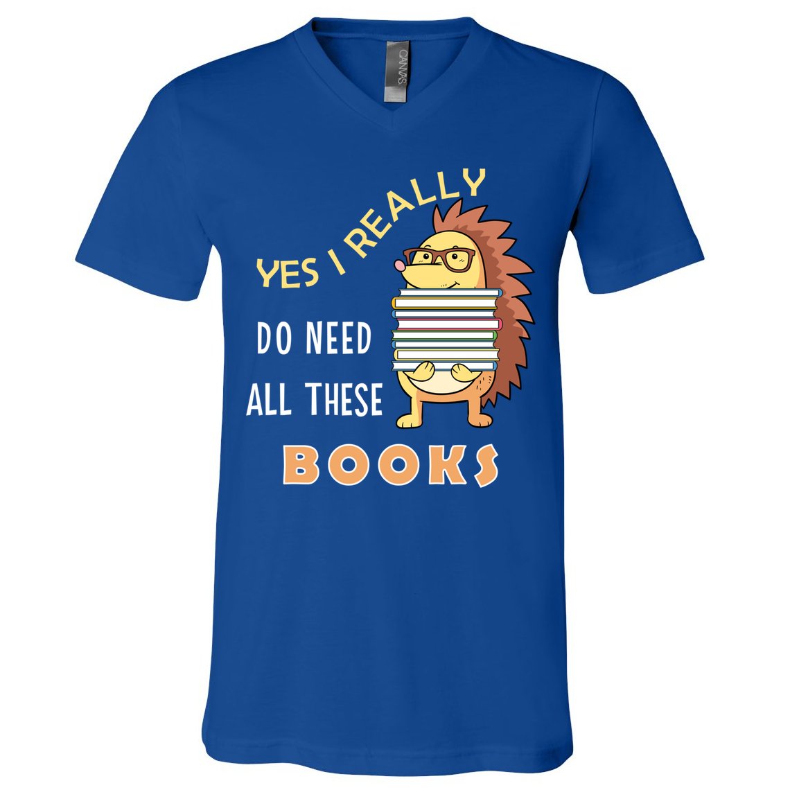 Hedgehog Book Lovers Funny Reading Books Library Literacy Cool Gift V-Neck T-Shirt