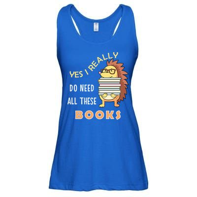 Hedgehog Book Lovers Funny Reading Books Library Literacy Cool Gift Ladies Essential Flowy Tank