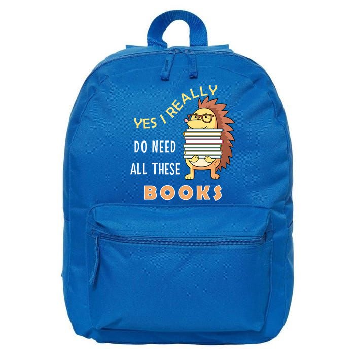 Hedgehog Book Lovers Funny Reading Books Library Literacy Cool Gift 16 in Basic Backpack