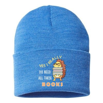 Hedgehog Book Lovers Funny Reading Books Library Literacy Cool Gift Sustainable Knit Beanie