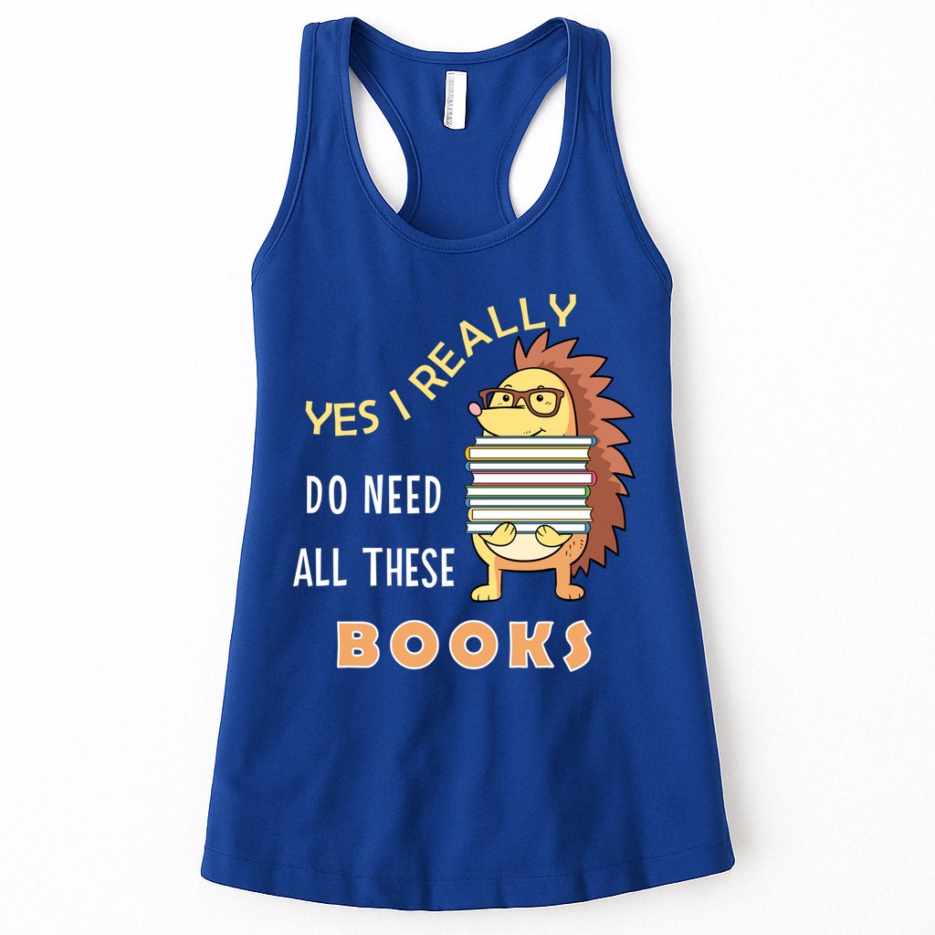 Hedgehog Book Lovers Funny Reading Books Library Literacy Cool Gift Womens Tank Top