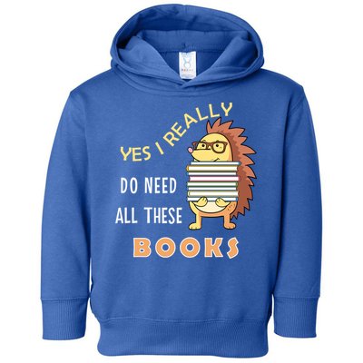 Hedgehog Book Lovers Funny Reading Books Library Literacy Cool Gift Toddler Hoodie